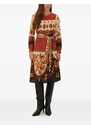 FARM Rio Ainka Tiles belted dress - Red