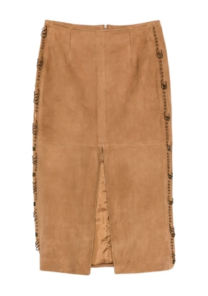 Patrizia Pepe suede midi skirt - Brown
