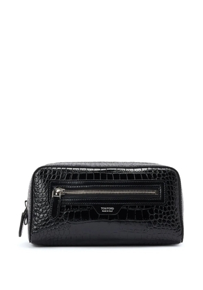TOM FORD crocodile-print leather wash bag - Black
