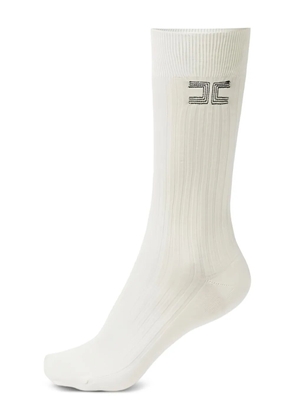 Elisabetta Franchi ribbed embroidered-logo socks - Neutrals