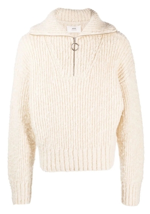 AMI Paris brushed half-zip jumper - Neutrals