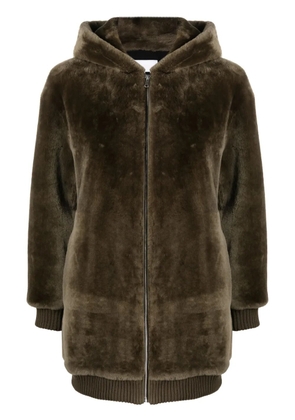 Yves Salomon hooded shearling coat - Green