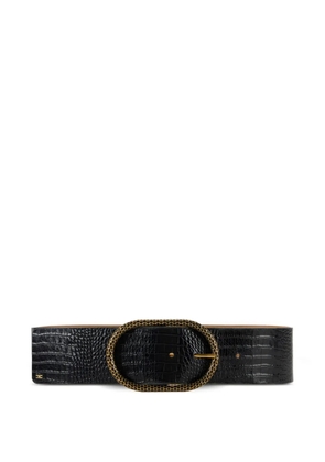 Elisabetta Franchi crocodile-effect leather oval-buckle belt - Black