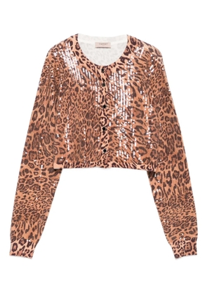 TWINSET leopard-print sequin cardigan - Brown