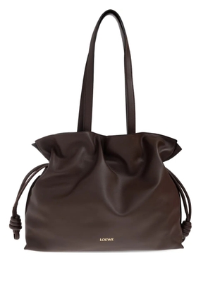 LOEWE large Flamenco knot-detail leather tote bag - Brown