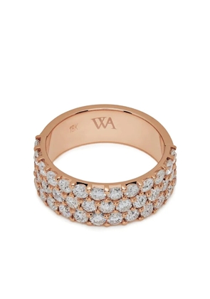 Jewels Aficionado 18K Rose Gold three-row diamond ring - Pink