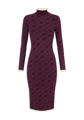 Elisabetta Franchi decorative-button jacquard knit midi dress - Red