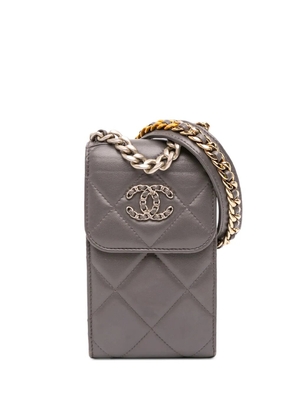 CHANEL Pre-Owned 2021-2025 Lambskin 19 Phone Holder with Chain crossbody bag - Grey