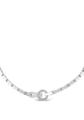 Cartier 2010s 18K white gold Agrafe diamond pendant necklace - Silver