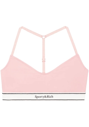 Sporty & Rich Serif Logo racerback sports bra - Pink