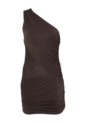Rick Owens Lilies one-shoulder ruched dress - Brown