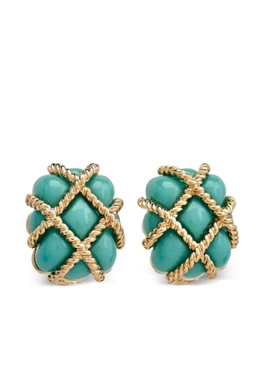Kenneth Jay Lane quilted gold-tone clip earrings - Blue