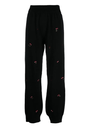 Barrie floral-embroidery cashmere trousers - Black