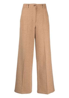 Kenzo logo-tag felted wide-leg trousers - Brown