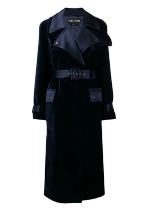 TOM FORD notched-lapels belted coat - Blue