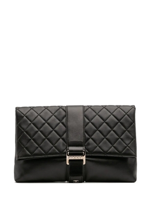 CHANEL Pre-Owned 2017-2018 CC Quilted Lambskin Grip clutch bag - Black
