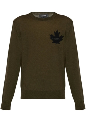 DSQUARED2 Maple Leaf-intarsia jumper - Green