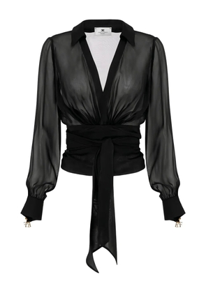 Elisabetta Franchi sash-jewel cuff blouse - Black