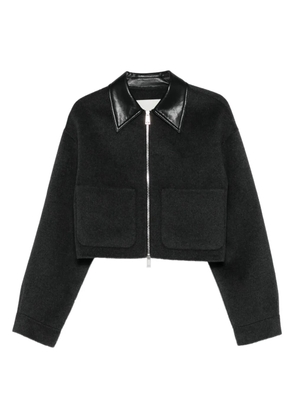 Nanushka leather-trimmed zip-up jacket - Grey