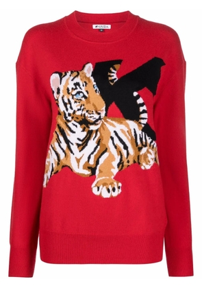 Krizia tiger motif jumper - Red