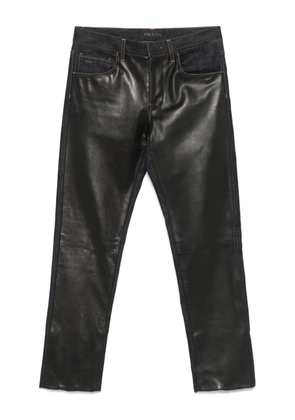 Prada Pre-Owned 2010s leather-panelled jeans - Blue
