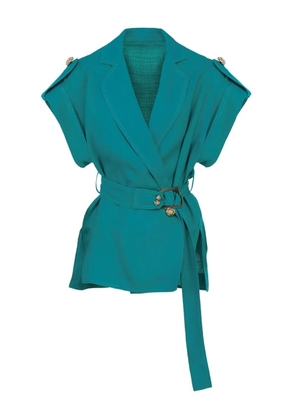 Elie Saab V-neck belted blouse - Blue