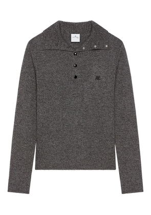 Courrèges ribbed-knit polo top - Grey