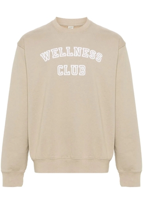 Sporty & Rich Wellness Club-flocked cotton sweatshirt - Neutrals