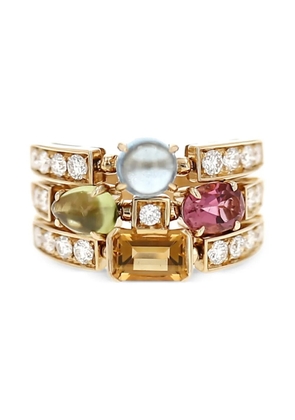 Bvlgari Pre-Owned 2010's Allegra diamond peridot citrine topaz tourmaline ring - Gold