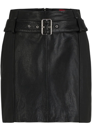 HUGO belted leather miniskirt - Black