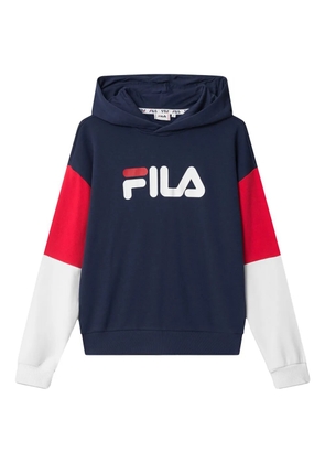 Fila logo-print colour-block hoodie - Blue