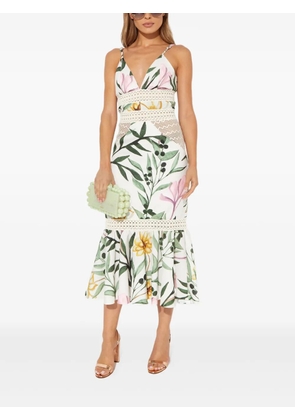 PatBO Jasmine tropical-print midi dress - White