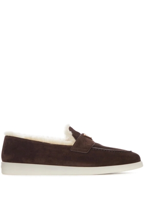 Prada suede logo-detail loafers - Brown