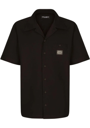 Dolce & Gabbana logo-tag cotton bowling shirt - Black