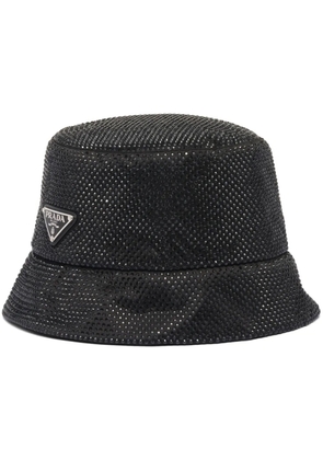 Prada crystal-embellished satin bucket hat - Black