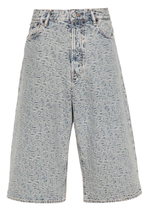 Acne Studios monogram-jacquard denim shorts - Blue