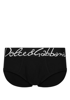 Dolce & Gabbana logo-waistband cotton-blend briefs - Black