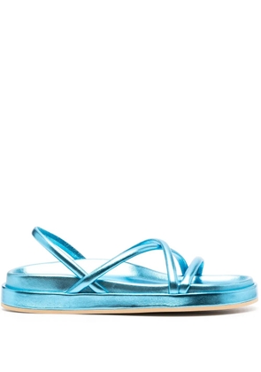 P.A.R.O.S.H. metallic-finish leather sandals - Blue