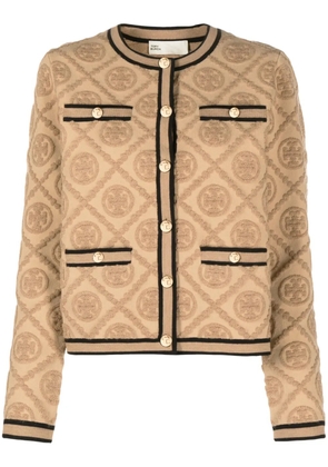 Tory Burch Kendra embossed wool cardigan - Brown