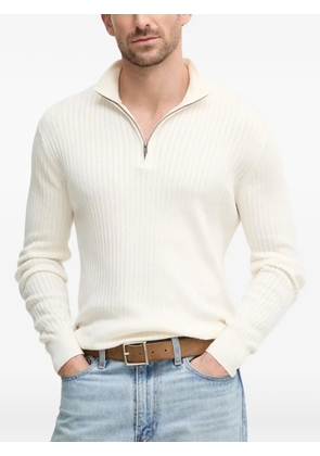 Hackett ribbed zip-neck sweater - White