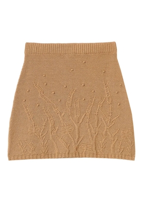 TWINSET floral-embroidered knitted mini skirt - Brown