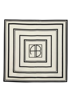 ANINE BING monogram geometric silk scarf - Neutrals