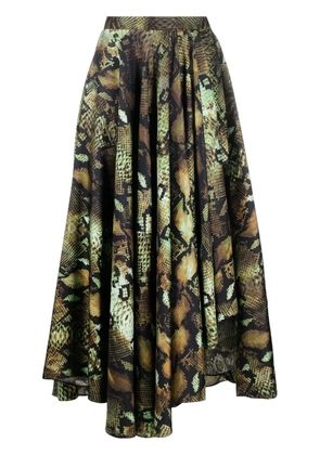 Roberto Cavalli snake-print pleated midi skirt - Neutrals