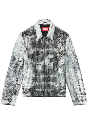 Diesel L-Pylon-A cracked-finish leather jacket - White