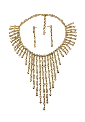 Christian Dior Pre-Owned Vintage Christian Dior Crystal Cascade Necklace &amp; Drop Earrings 1980s - Gold
