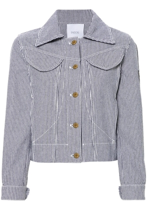 Patou striped cropped denim jacket - Blue