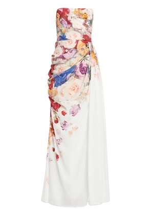 Leo Lin Anastasia bustier floral-print gown - White