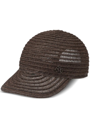 Maison Michel Tiger straw baseball cap - Brown