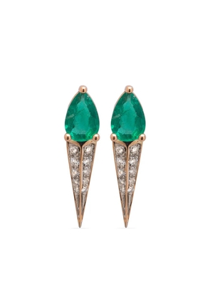 Gaelle Khouri 18kt rose gold Unitáire diamond and emerald earrings - Pink