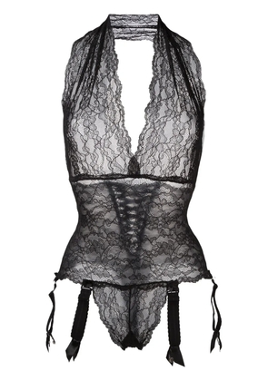 Folies By Renaud floral lace patterned bodysuit - Black